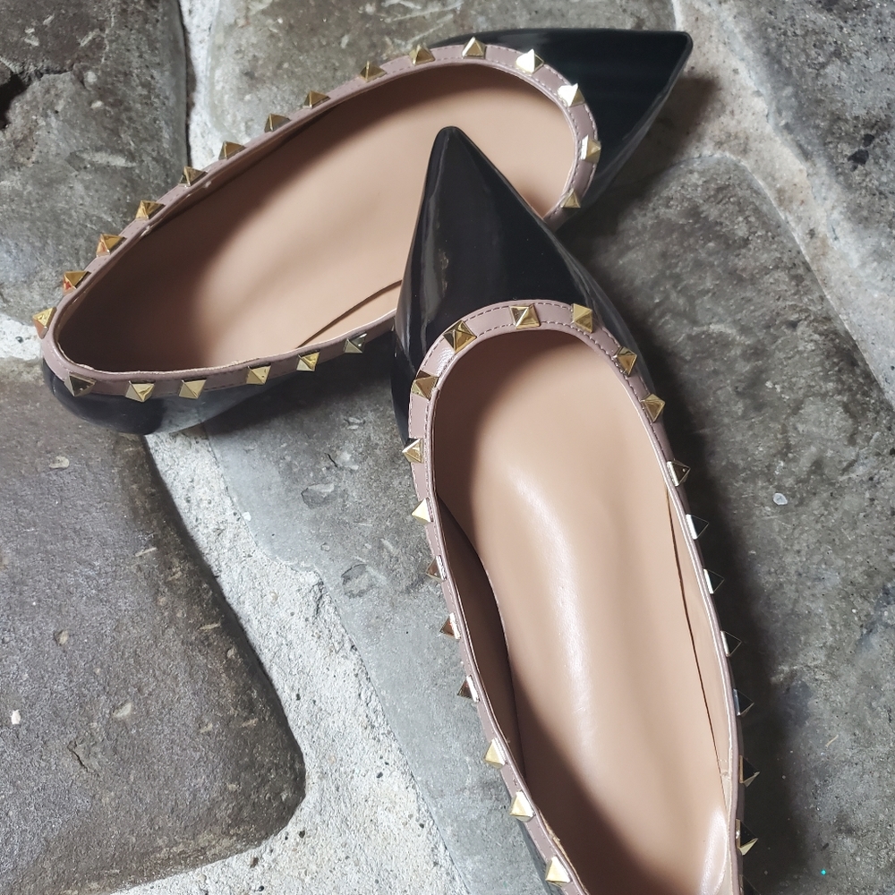 Black studded flats